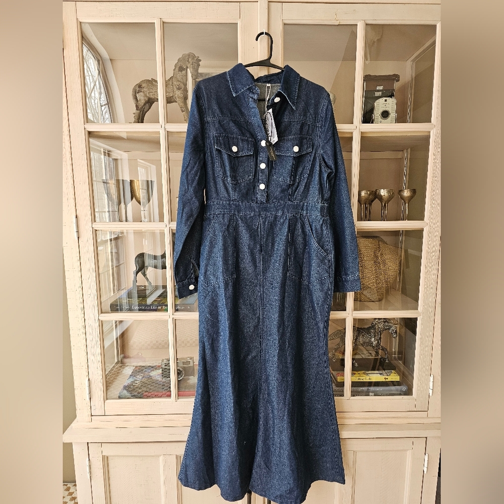 OSROSY Denim Long Sleeve Dress - Picture 2 of 12